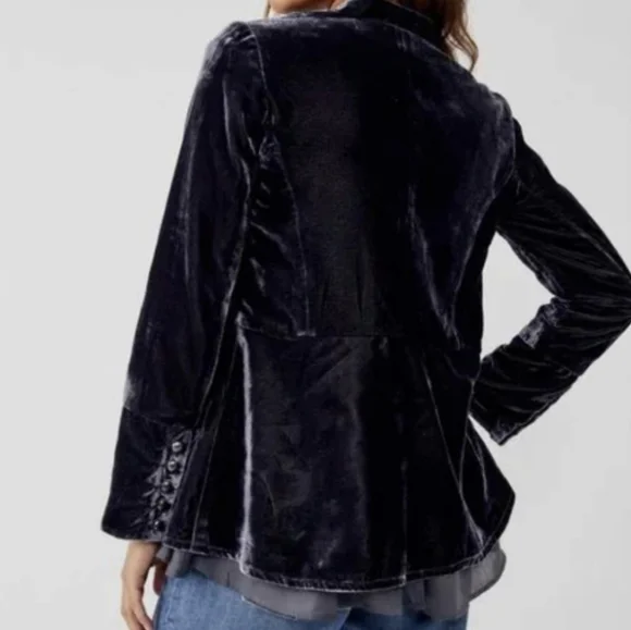 Free People Faye Velvet Jacket Women's Size Extra Small Ebony Military - Picture 6 of 16